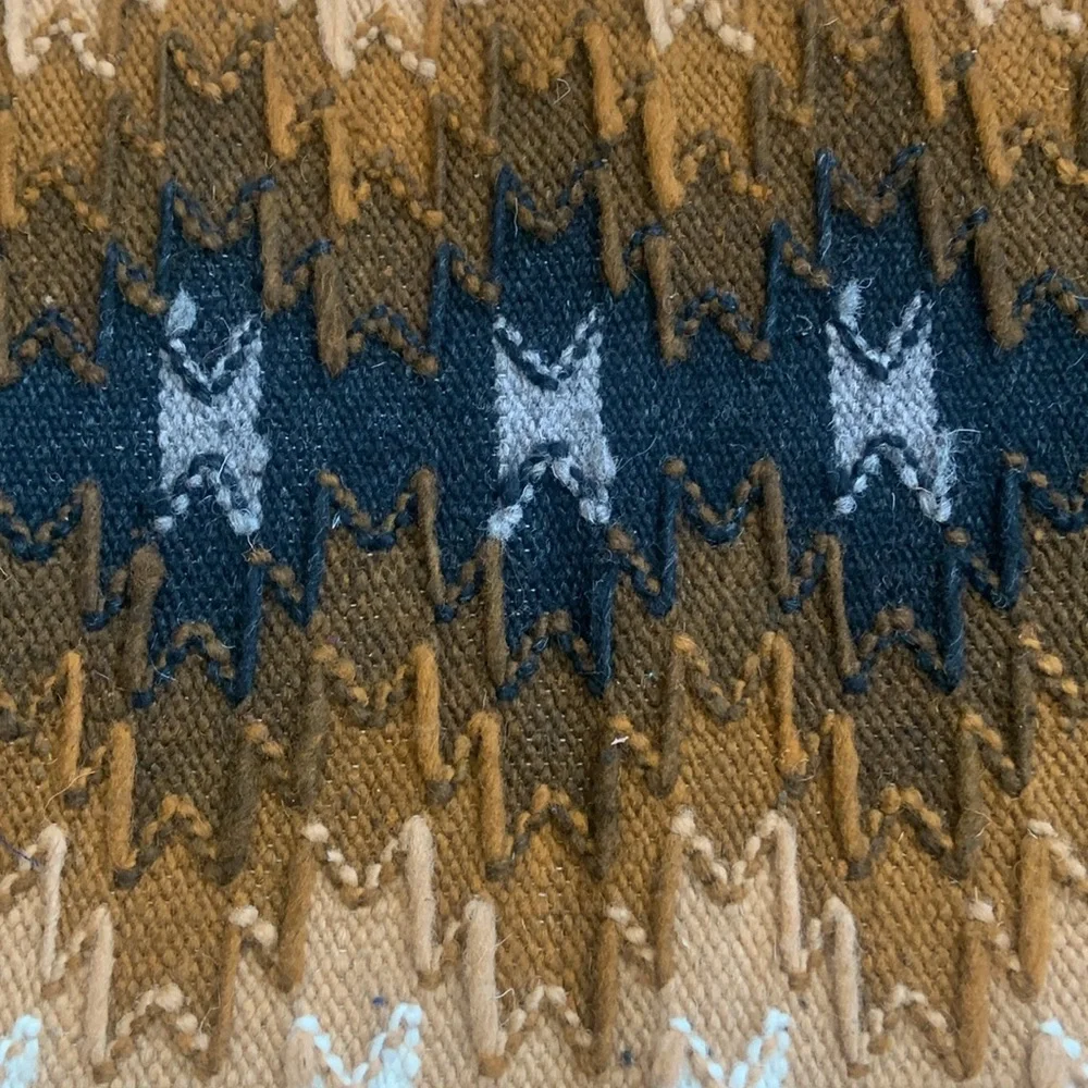 Hand Crafted Brown and Cream Geometric Tapestry